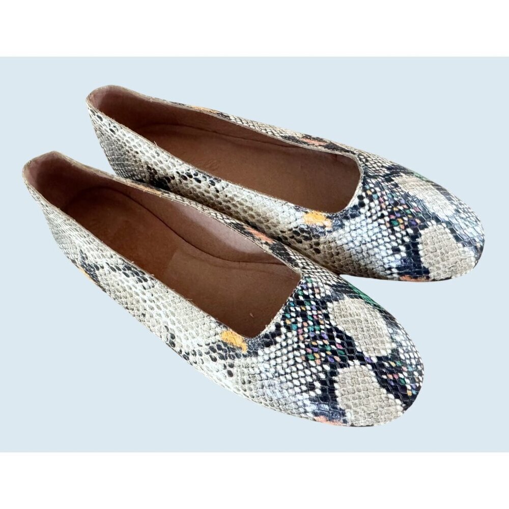 MADEWELL Cory Snake Embossed Leather Multi Color Ballet Flats Sz 6